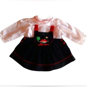 Vintage Set of Girl's Blouse and Corduroy Dress, size 24 months